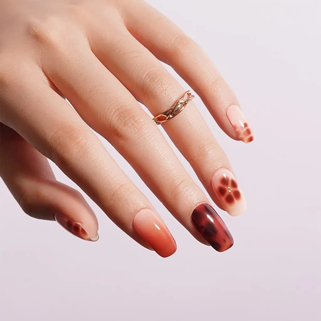 Amber Bloom Semi-Cured Gel Nail Strips