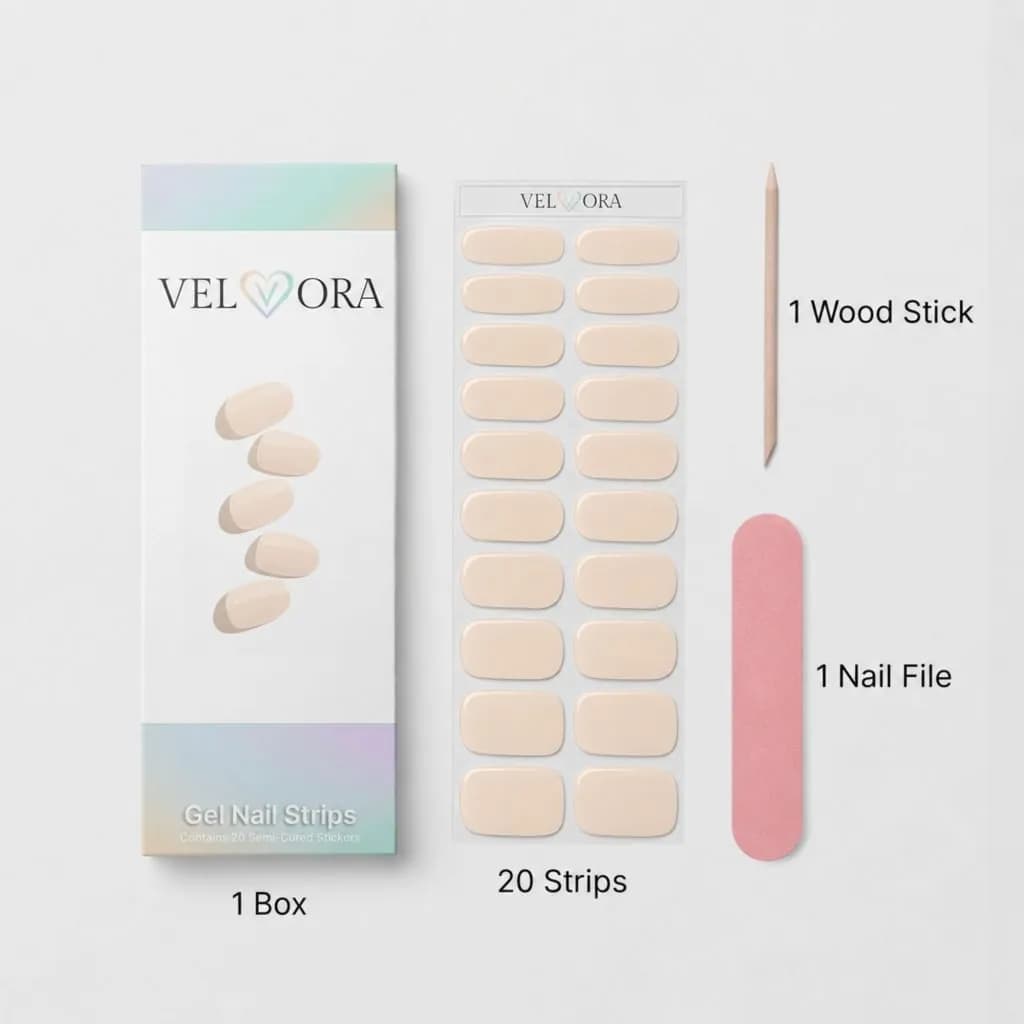Gel nail wraps colour nude by Velvora