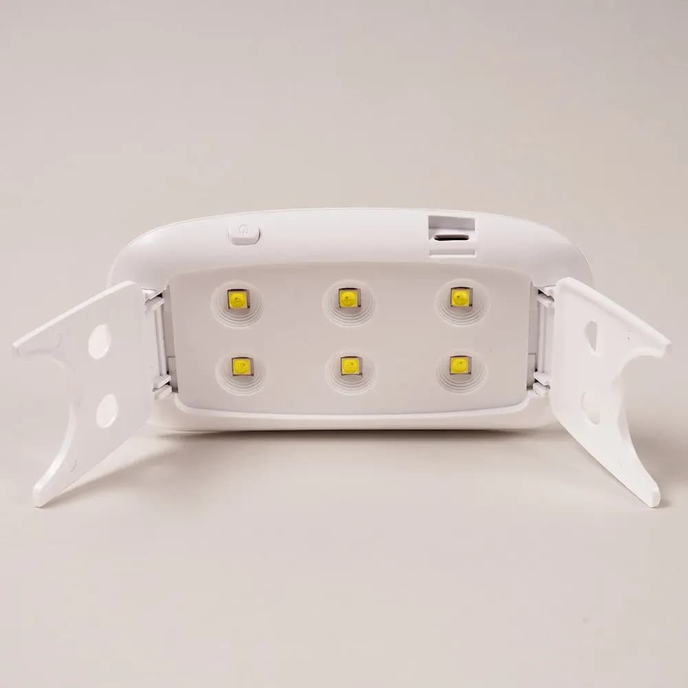 Underside of the Velvora UV LED nail lamp showing its six LED bulbs