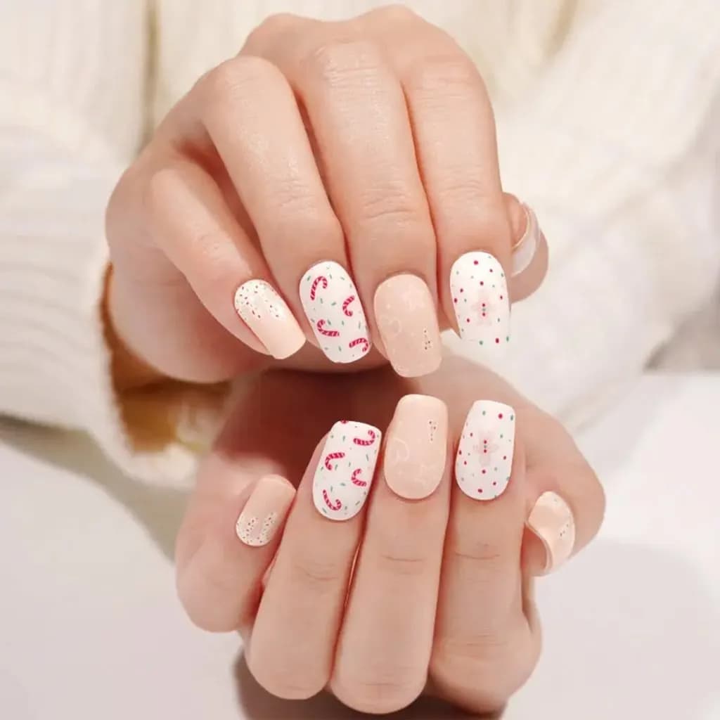 Candy Cane Lane Semi-Cured Gel Nail Strips