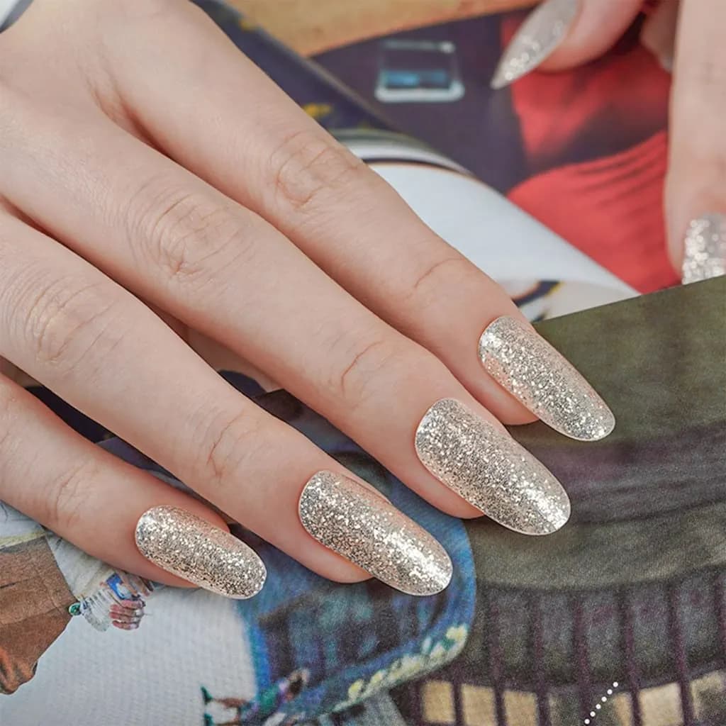 Champagne Sparkles - Semi-Cured Gel Nail Strips Lifestyle