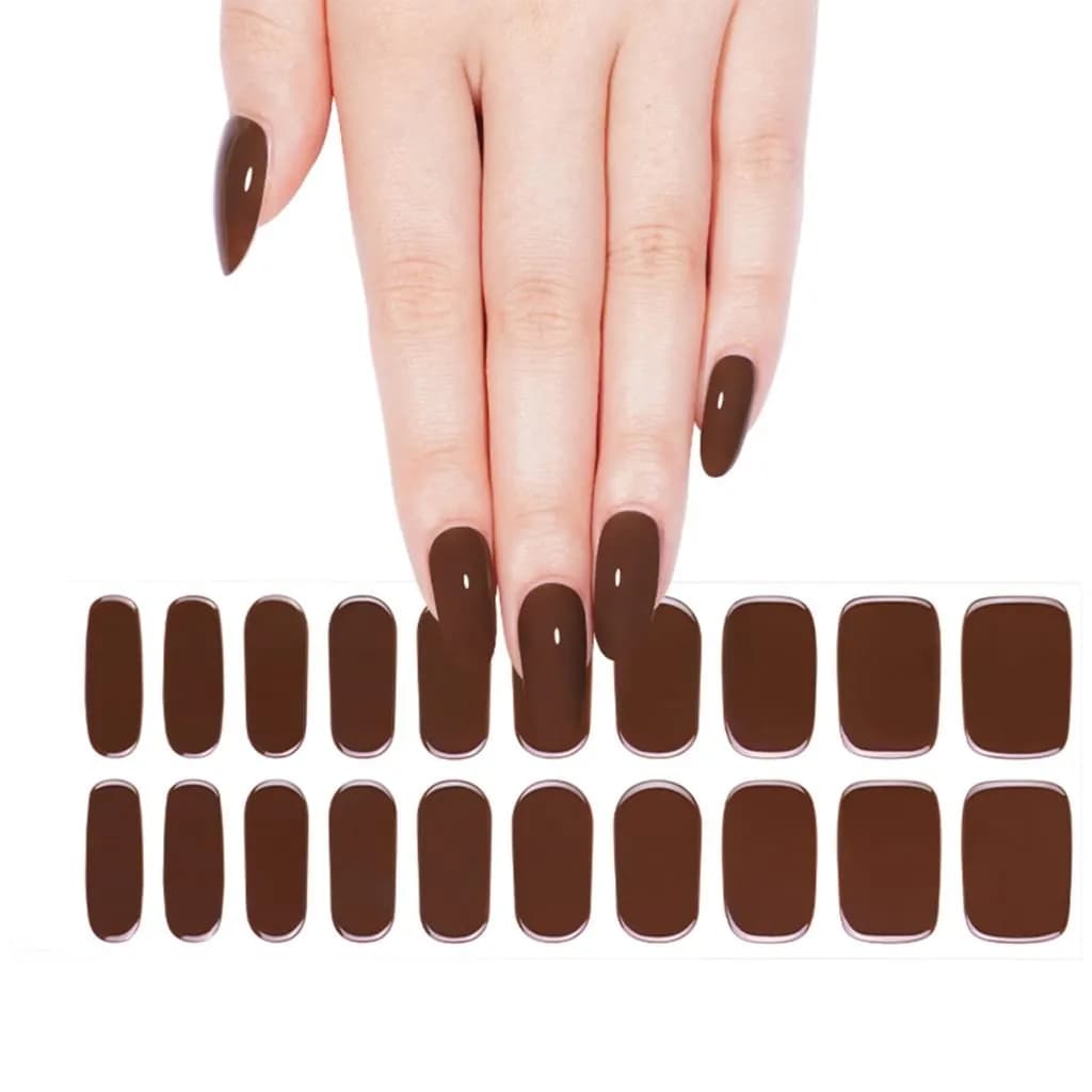 Chocolate Brown Semi-Cured Gel Nail Strips