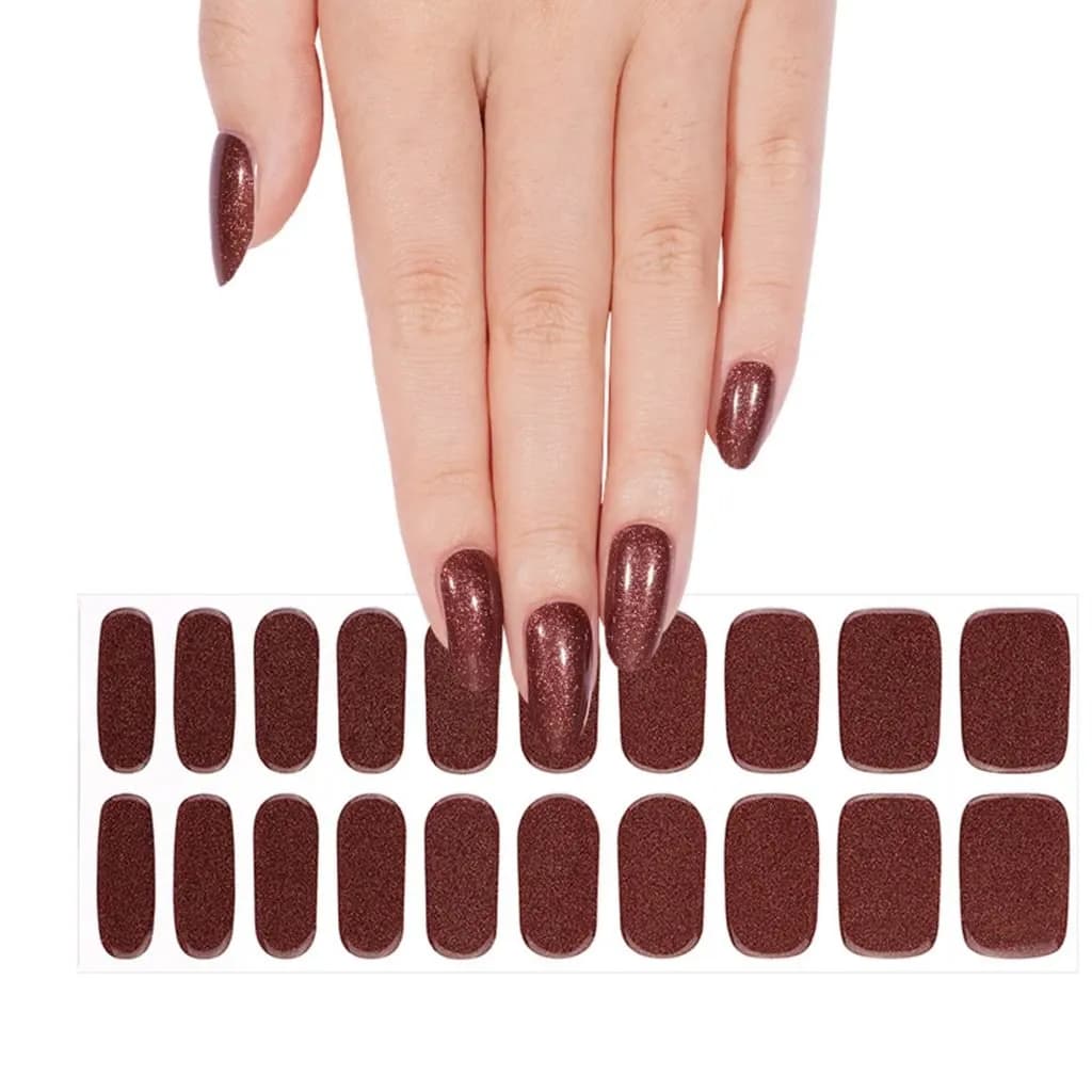 Chocolate Glitter Semi-Cured Gel Nail Strips