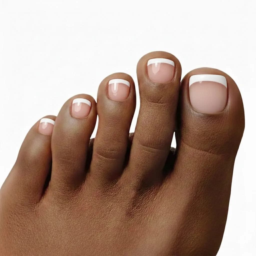 Classic French Tip Semi-Cured Pedicure Gel Nail Strips