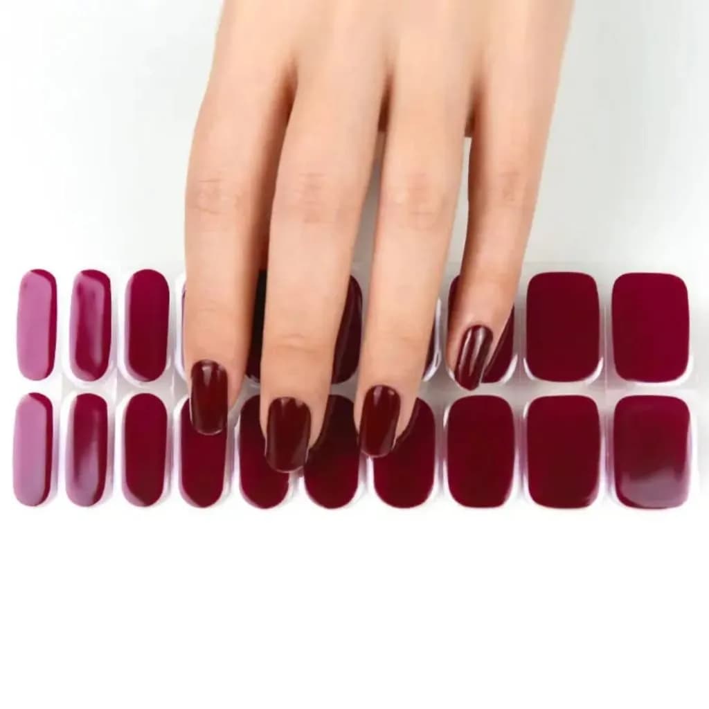 Deep Merlot Burgundy – Semi-Cured Gel Nail Strips