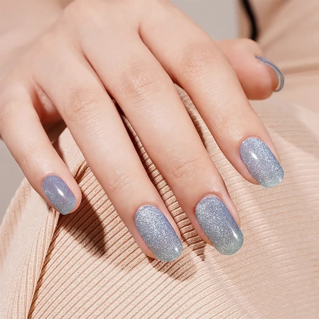 Frosty Blue Gel Nail Wraps UK Velvora