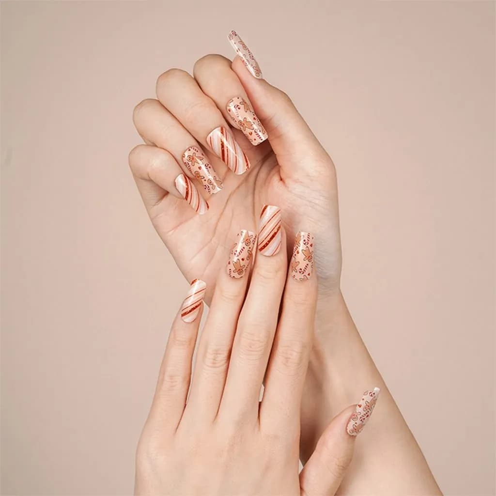 Gingerbread Swirl - Semi-Cured Gel Nail Wraps