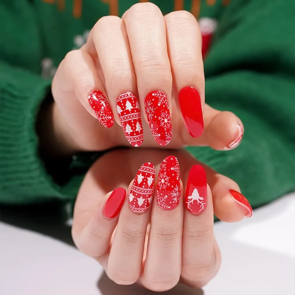 Holiday Red Semi-Cured Gel Nail Strips