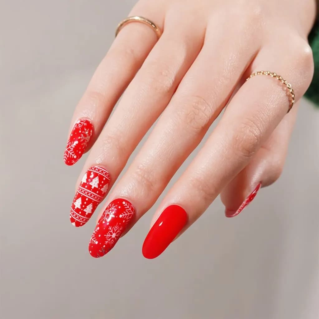 Holiday Red Semi-Cured Gel Nail Strips