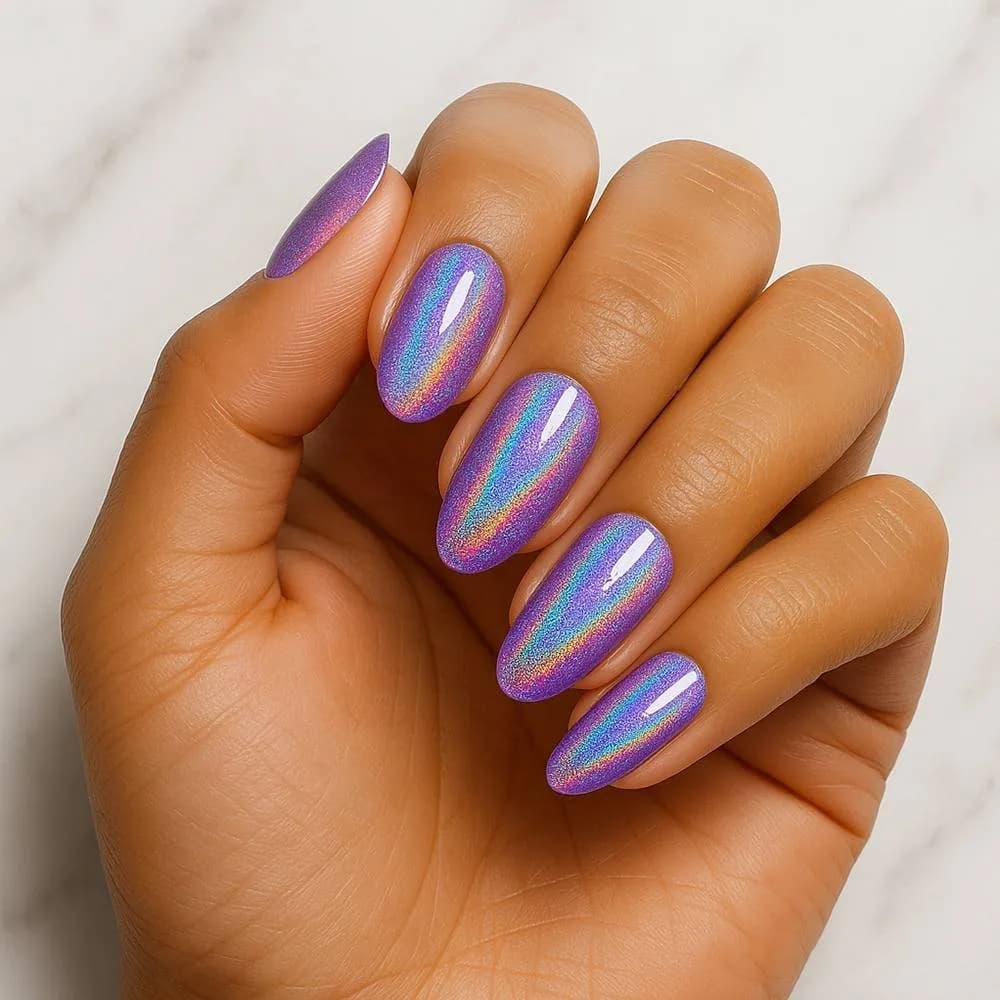 Holographic Amethyst – Semi-Cured Gel Nail Strips