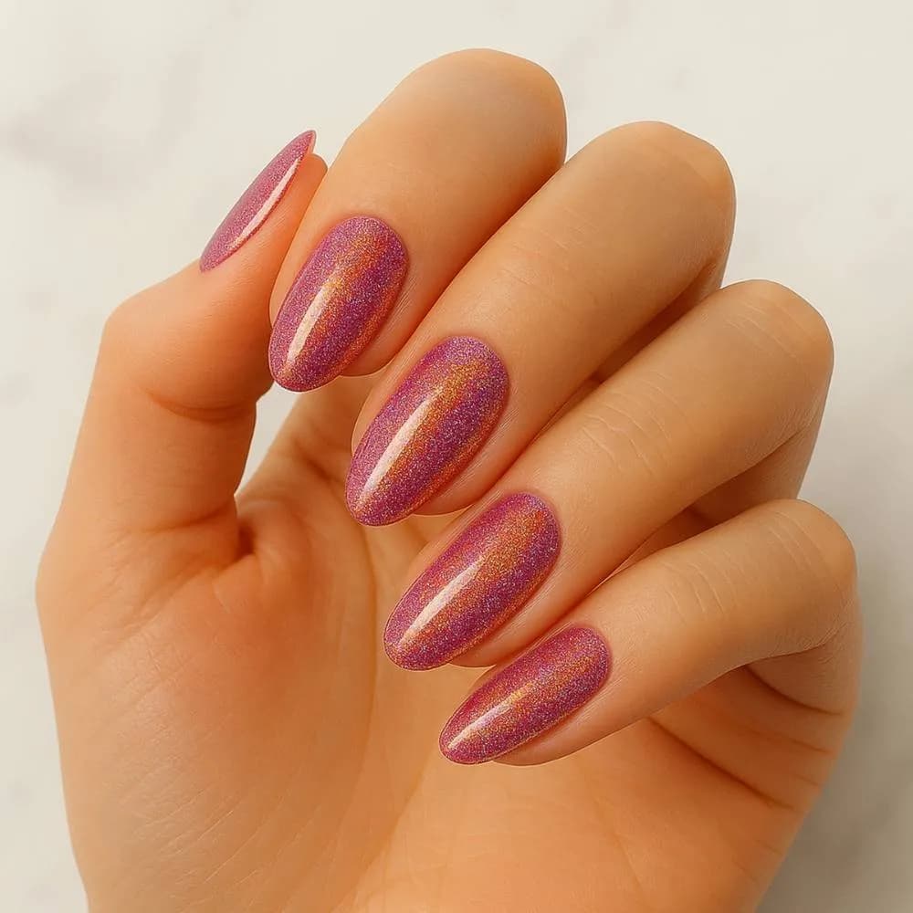 Holographic Pink – Semi-Cured Gel Nail Strips