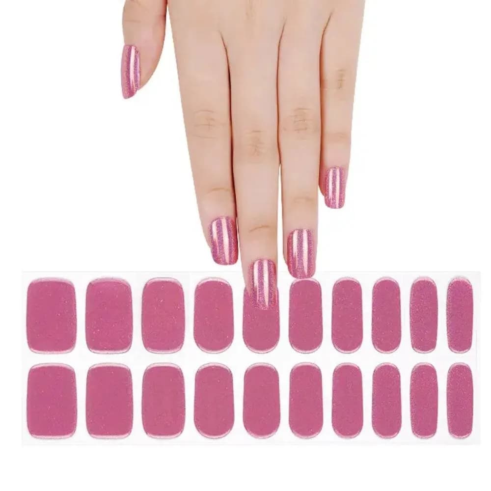 Holographic Pink – Semi-Cured Gel Nail Strips