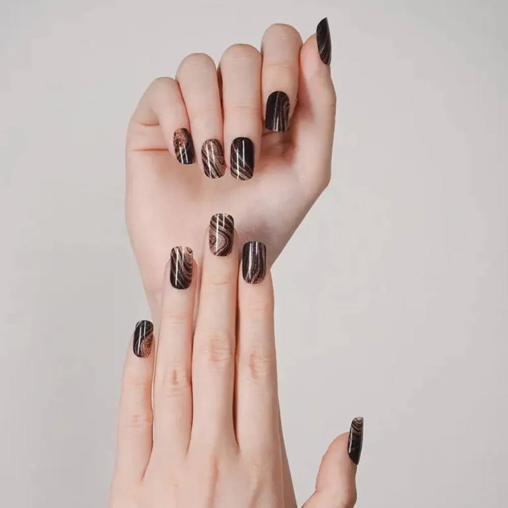 Midnight Marble – Semi-Cured Gel Nail Strips
