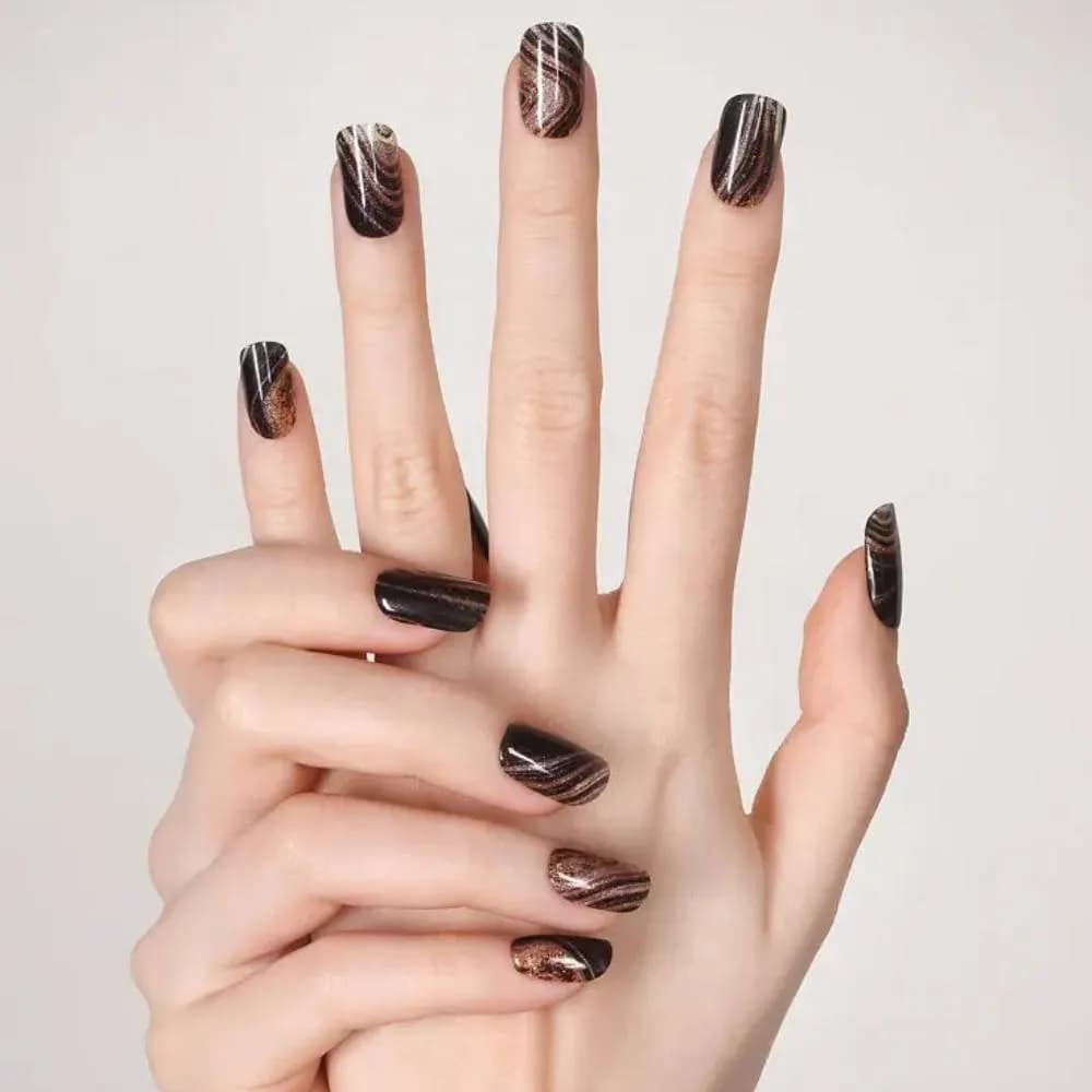 Midnight Marble – Semi-Cured Gel Nail Strips