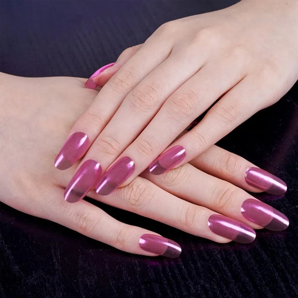 Metallic Pink Chrome Gel Nail Wraps