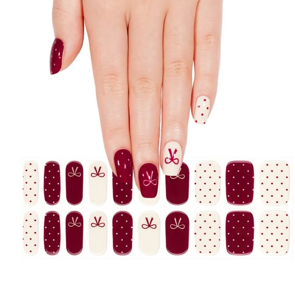 Polka Bows Semi-Cured Gel Nail Strips