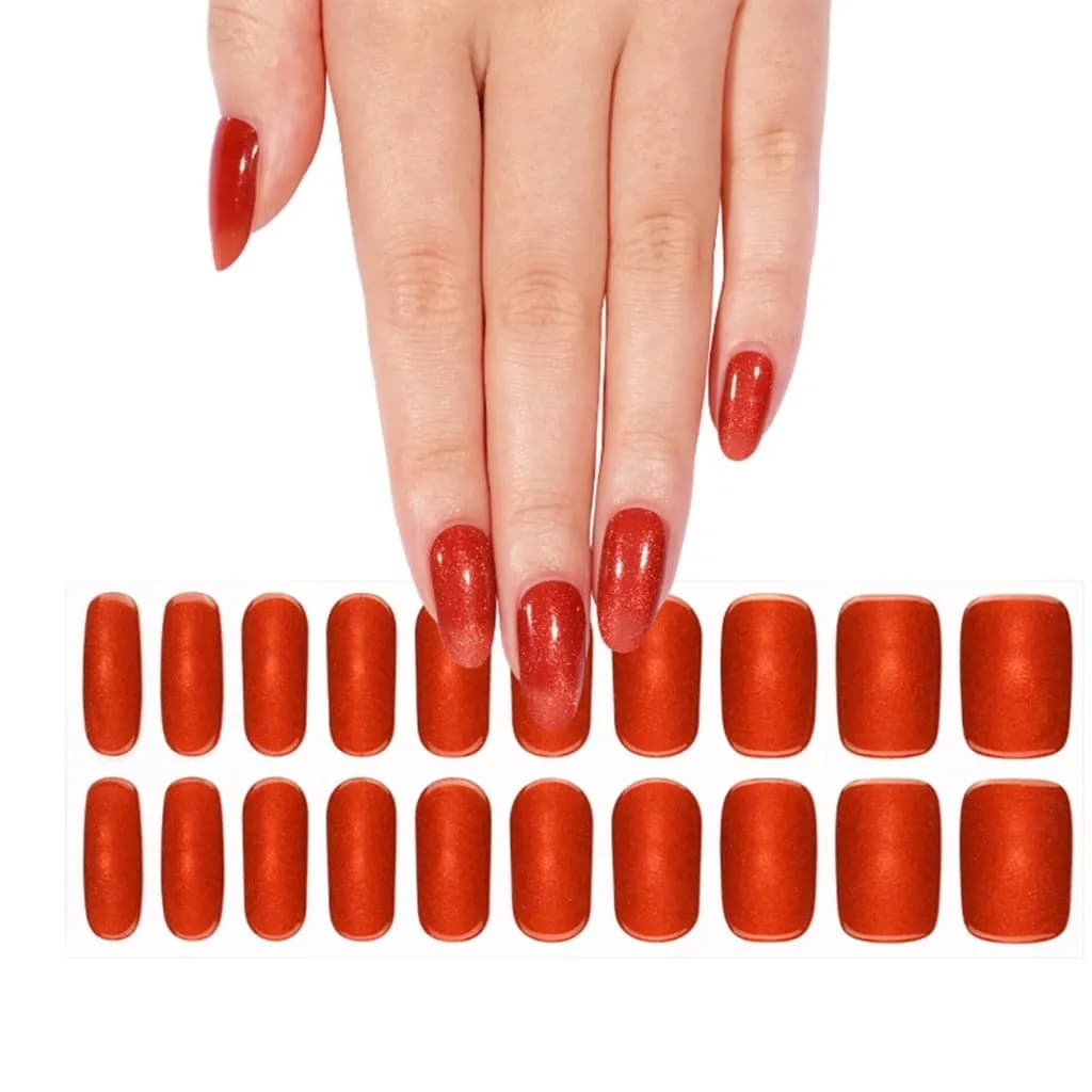 Red Glow Semi-Cured Gel Nail Strips