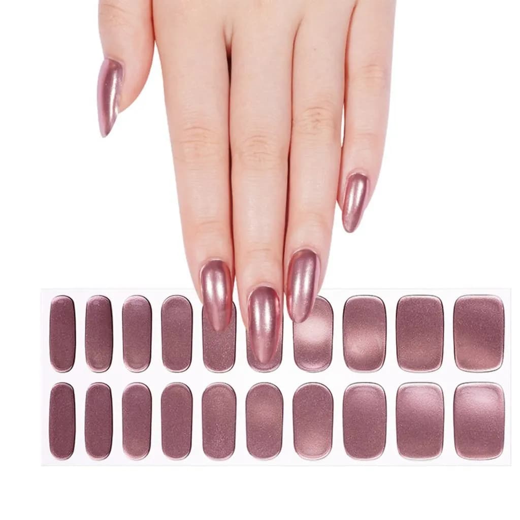 Rose Chrome Semi-Cured Gel Nail Strips