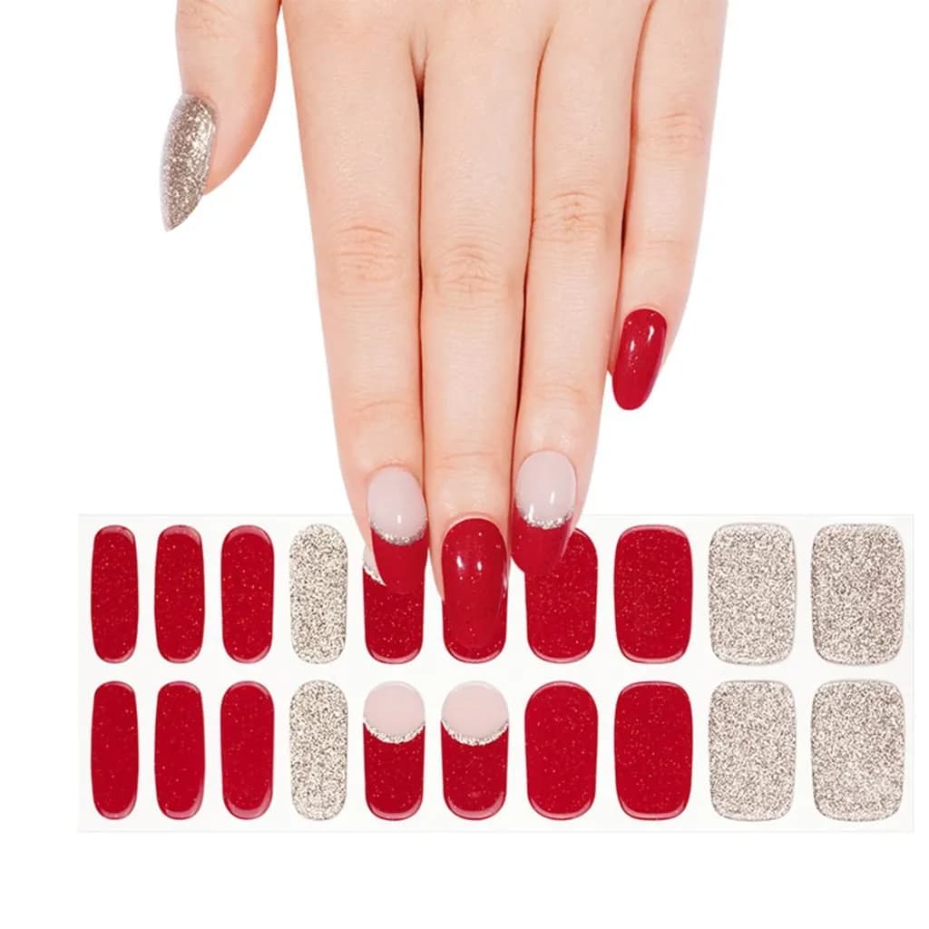 Scarlet Sparkle Semi-Cured Gel Nail Strips