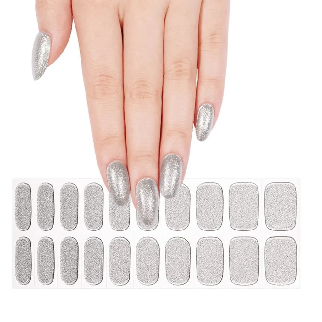 Silver Glam – Semi-Cured Gel Nail Strips