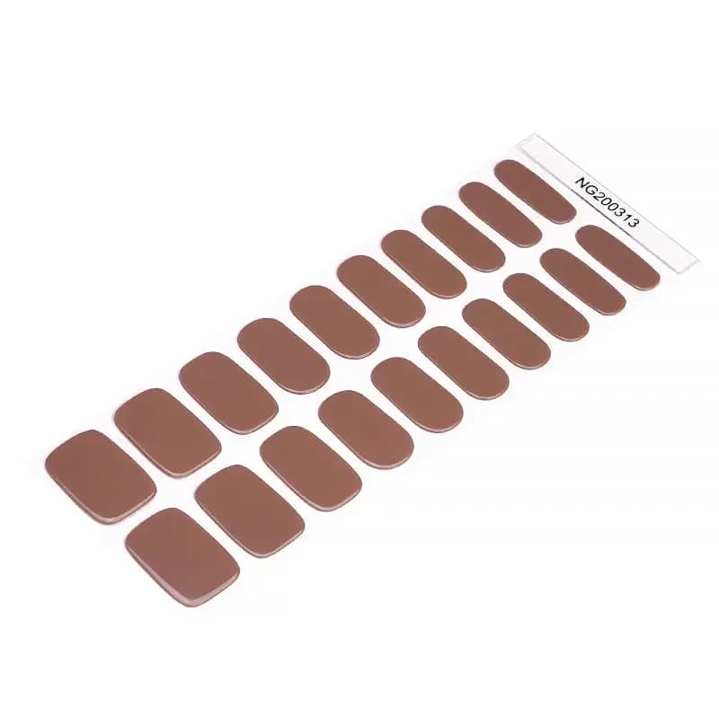 Sweet Caramel caramel brown gel nail strip sheet, angled view