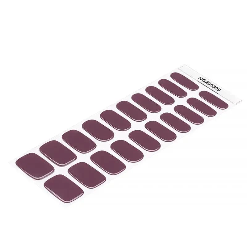 Vintage Rose dusty mauve gel nail strip sheet, angled view