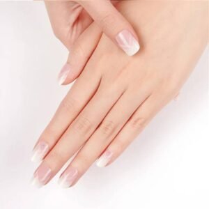 Velvora semi-cured modern French tip gel strips – pink ombré, glossy, chip-resistant