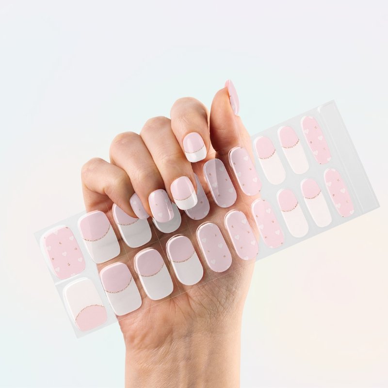 Velvora semi-cured gel nail strips on a hand