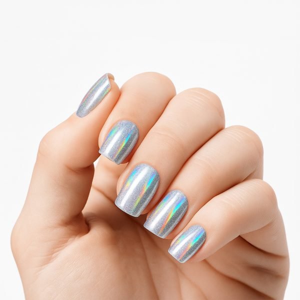 Holographic Silver - Semi-Cured Gel Nail Strips