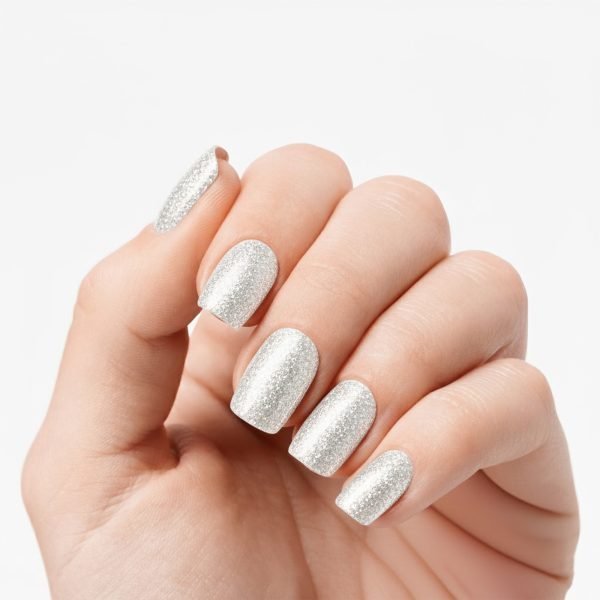Stardust White Silver Glitter Gel Nail Strips
