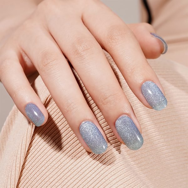 Frosty Blue Gel Nail Wraps UK Velvora