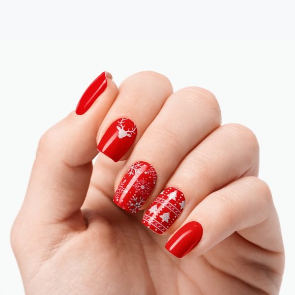 Holiday Red Semi-Cured Gel Nail Strips