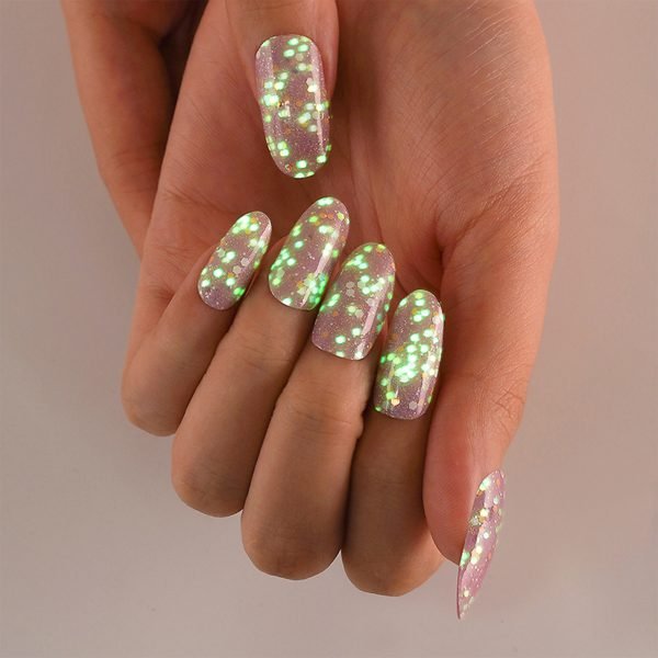 Pink Afterglow (Glow in the Dark) - Semi-Cured Gel Nail Strips Velvora