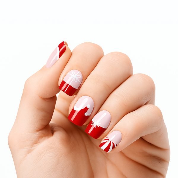 Santa's Swirl- Semi-Cured Gel Nail Strips