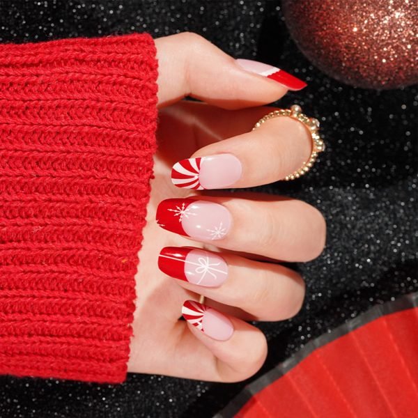Santa's Swirl- Semi-Cured Gel Nail Strips