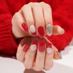 Scarlet Sparkle Semi-Cured Gel Nail Strips - Image 4