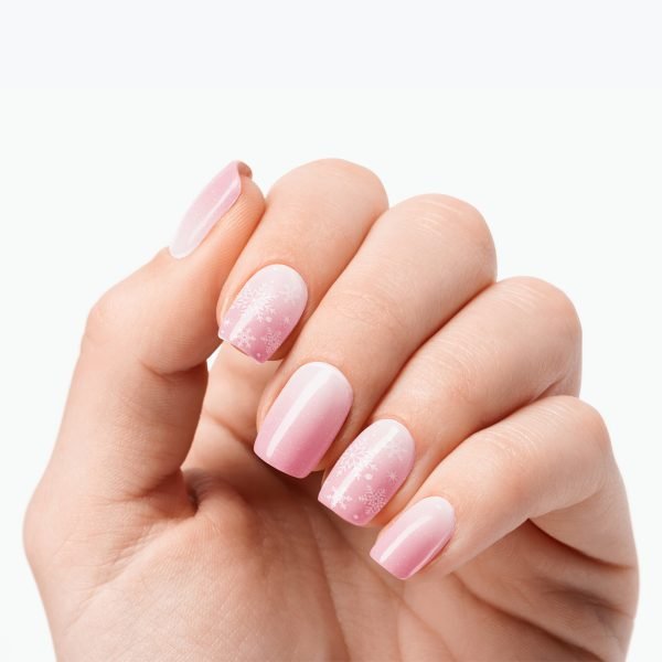 Snowflake Ombre Pink Glitter Gel Nail Strips