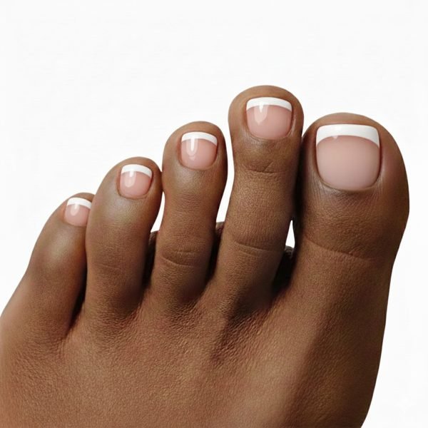 Classic French Tip Semi-Cured Pedicure Gel Nail Strips