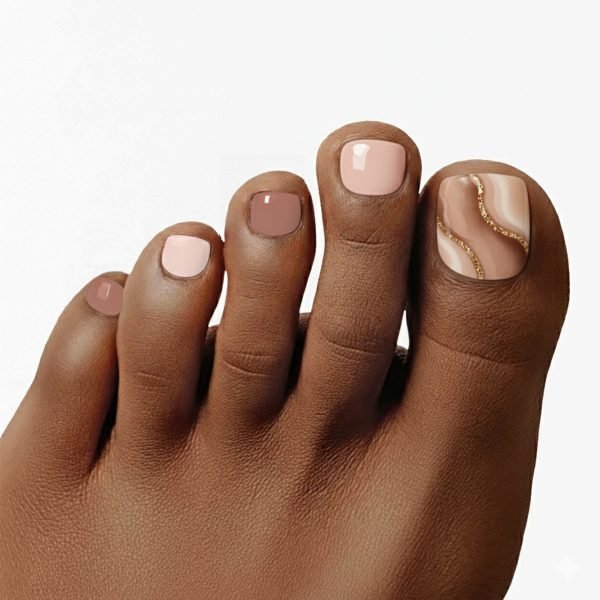 Nude Swirls Semi-Cured Pedicure Gel Nail Strips