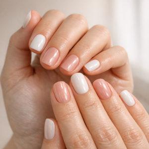 Gel nail strips vs press-on nails: which lasts longer – milky white and soft pink manicure