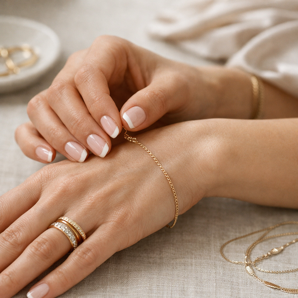 Micro French manicure showing french tip nails UK popularity trend in 2026