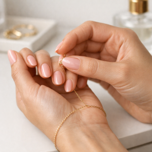 gel nail strips lifting fix with neatly sealed soft pink manicure
